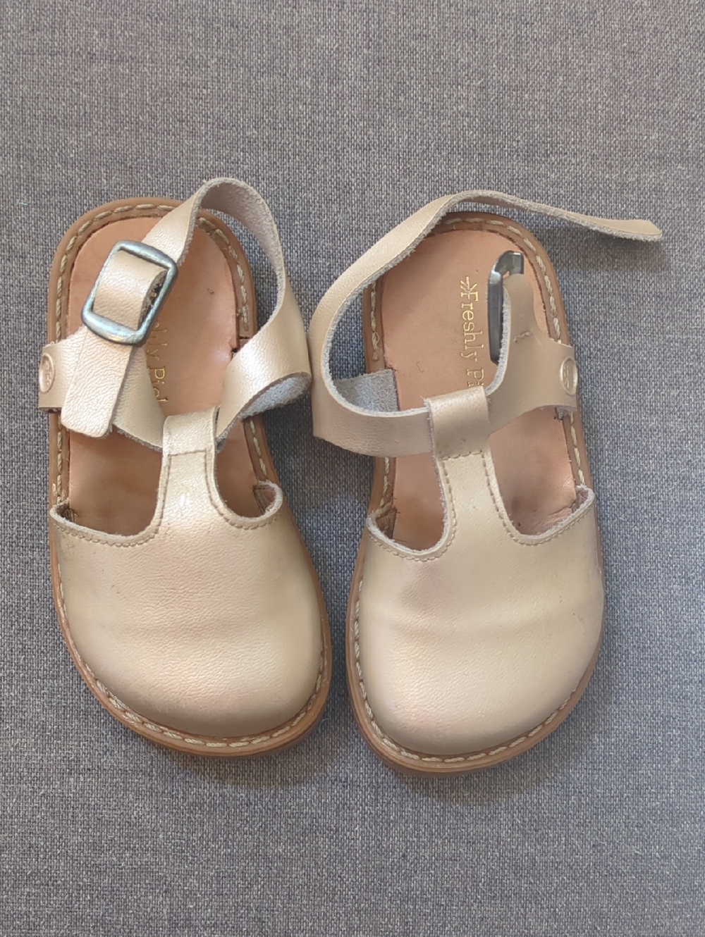 Freshly Picked Silver T-Strap Dress Shoes for Kids